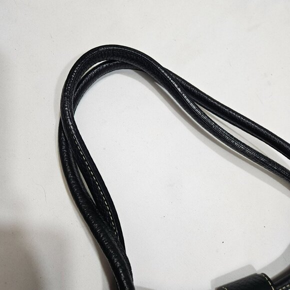 Dooney & Bourke vintage Plaid Canvas Leather Shoulder Bag black white Clip - Picture 11 of 15